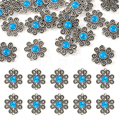 Tibetan Style Alloy with Resin Imitation Turquoise Connector Charms FIND-TAC0035-47AS-05-1
