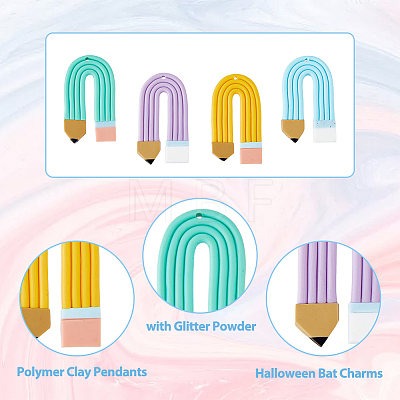 16Pcs 4 Colors Handmade Polymer Clay Pendants CLAY-DC0001-04-1