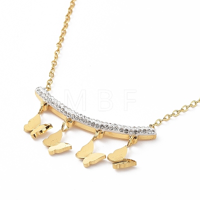 Ion Plating(IP) 304 Stainless Steel with Rhinestone Pendant Necklace NJEW-K252-06G-1