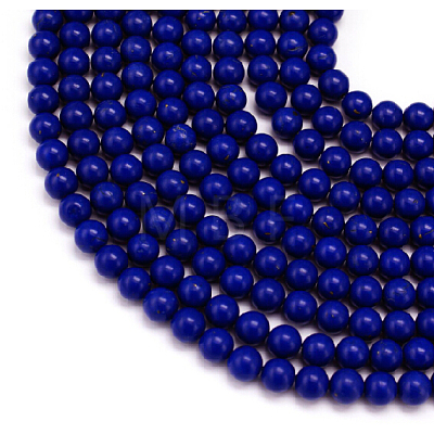 Synthetic Lapis Lazuli Dyed Round Bead Strands G-P070-48-6mm-1