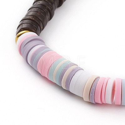 Polymer Clay Heishi Beads Stretch Bracelets BJEW-JB05811-01-1