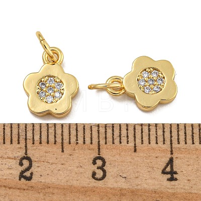 Rack Plating Brass Micro Pave Clear Cubic Zirconia Charms KK-U030-09G-1