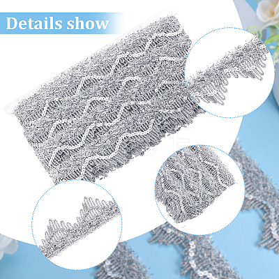 Polyester Flower Paillette Lace Ribbon OCOR-WH0078-109A-1