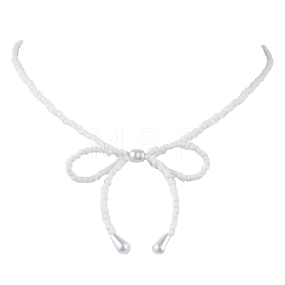Bowknot 304 Stainless Steel Necklaces NJEW-JN04670-01-1