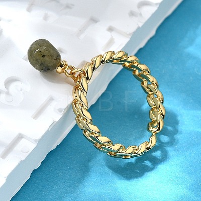 Brass Curb Chain Cuff Rings for Women RJEW-Z085-03G-06-1