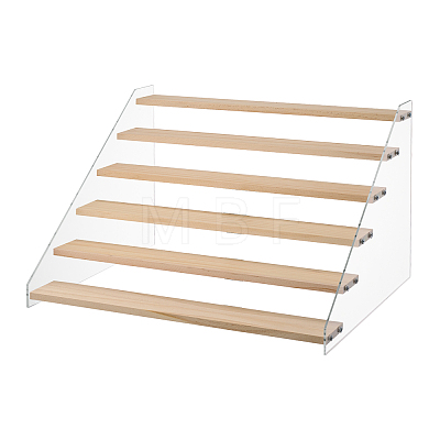 6-Tier Clear Plastic & Wood Organizer Display Riser Rack ODIS-WH0025-360-1
