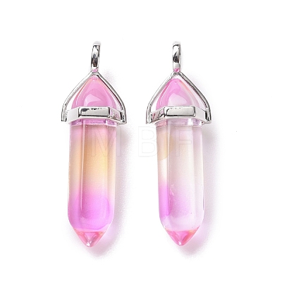 Faceted Bullet Glass Pointed Pendants KK-E282-01P-03-1