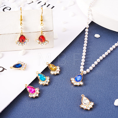 24Pcs 12 Colors Glass Rhinestone Pendants FIND-TA0001-90-1