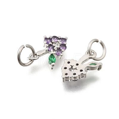 Brass Micro Pave Cubic Zirconia Charms KK-Z156-16P-1