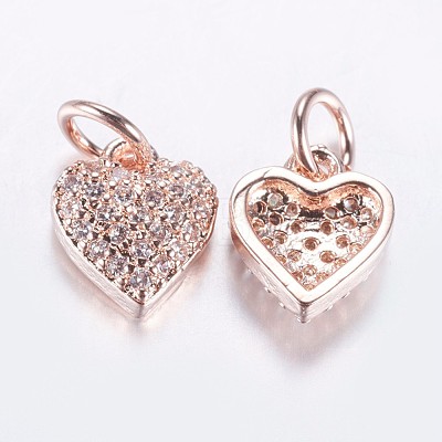 Long-Lasting Plated Brass Micro Pave Cubic Zirconia Charms X-ZIRC-F069-41RG-1