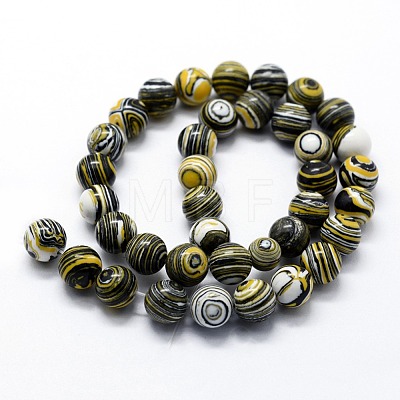Synthetic Malachite Beads Strands G-I199-32-10mm-B-1