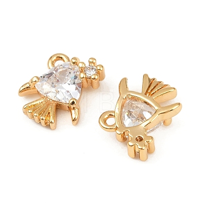 Ocean Theme Brass Micro Pave Cubic Zirconia Charms KK-F902-08C-G-1