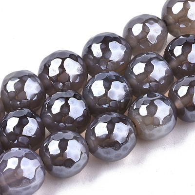 Electroplate Natural Agate Beads Strands G-T131-55-30-1