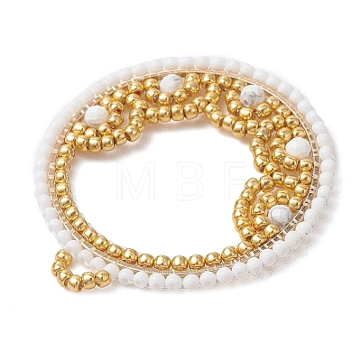 Natural Howlite & Glass Seed Beaded Pendants PALLOY-MZ01268-03-1