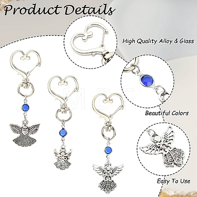 15Pcs 15 Styles Alloy & Glass Pendant Decorations HJEW-YW00508-1