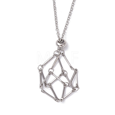 Crystal Holder Cage Necklace NJEW-JN04585-1