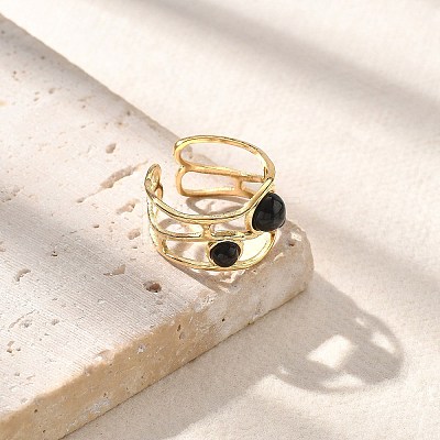 Natural Black Agate Finger Rings STAS-Z112-05G-01-1