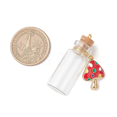 5Pcs Mushroom Wishing Bottle Pendants PALLOY-JF04072-1