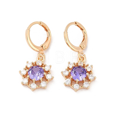 Brass Micro Pave Cubic Zirconia Leverback Earrings EJEW-K300-06G-1