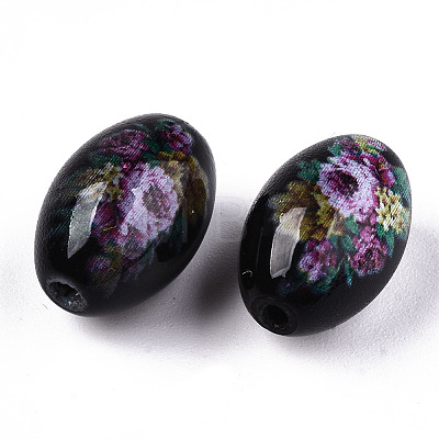 Printed & Spray Painted Opaque Glass Beads GLAA-S047-07B-D02-1