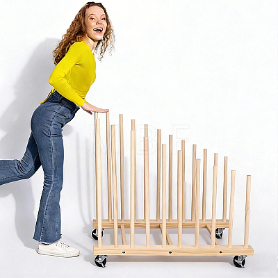 Wood Portable Easel Storage Rack for Artwork AJEW-WH0596-840-1