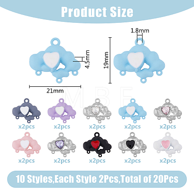 SUPERFINDINGS 20Pcs 10 Styles Alloy Chandelier Component Links FIND-FH0008-19-1