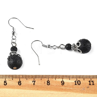 Natural Lava Rock Bead Dangle Earrings EJEW-JE02144-01-1