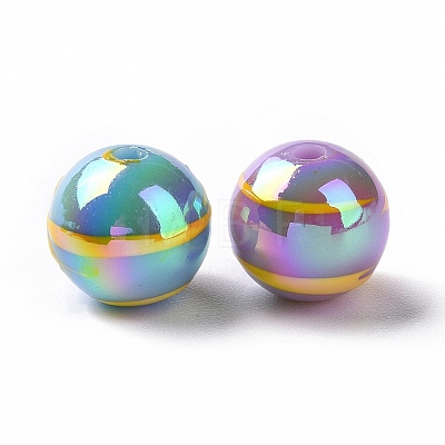 UV Plating Rainbow Iridescent Drawbench Acrylic Beads OACR-E009-10B-1