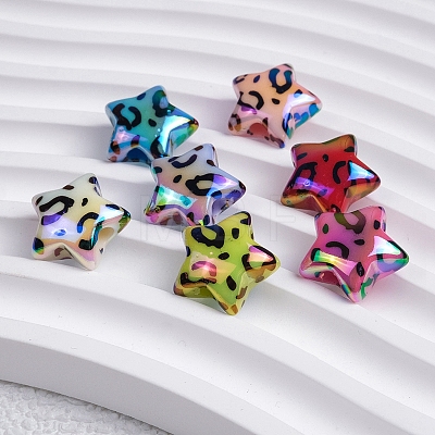 Plating Opaque Rainbow Iridescent Acrylic Beads PW-WG66719-08-1