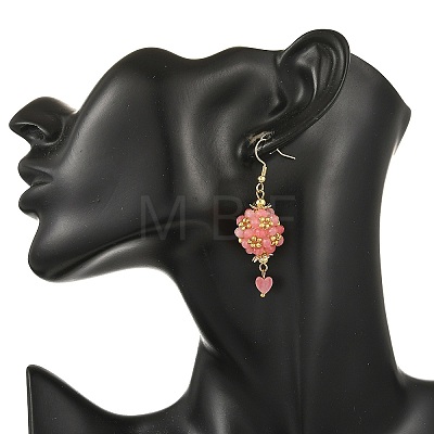 Glass & Dyed Natural Malaysia Jade & Rhodonite Dangle Earrings EJEW-MZ00814-02-1