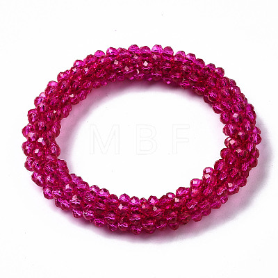 Faceted Transparent Glass Beads Stretch Bracelets BJEW-S144-002F-03-1
