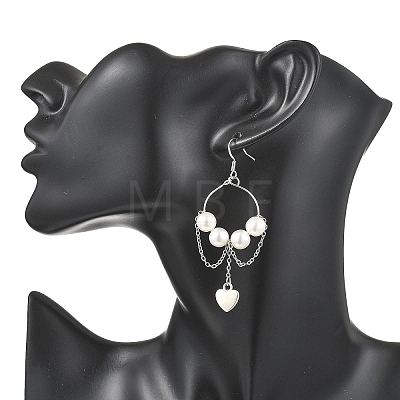Brass Heart Dangle Earrings EJEW-JE06805-1