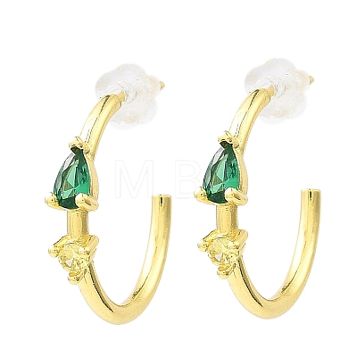 Real 18K Gold Plated Brass Ring Stud Earrings EJEW-L270-10G-1