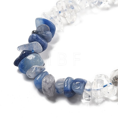 Natural Quartz Crystal & Blue Aventurine(Dyed & Heated) Beads Strands G-L610-A28-01-1