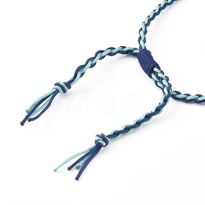 Adjustable Two Tone Nylon Thread Braided Bead Bracelets BJEW-JB05960-03-1