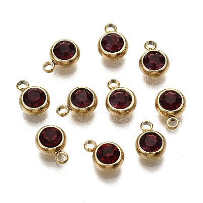 PVD Vacuum Plating 201 Stainless Steel Rhinestone Charms X-STAS-S068-01G-1