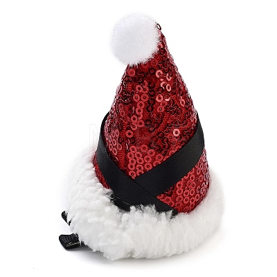 Sequins Christmas Hat Polyester Alligator Hair Clips for Women Girl AJEW-M012-03C-1