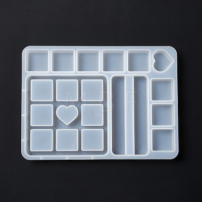 DIY Square Love Multi-grid Photo Frame Silicone Molds DIY-G067-04-1