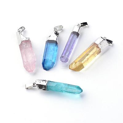 Natural Quartz Pointed Pendants G-Q481-68-1