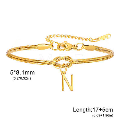 304 Stainless Steel Initial Charm Bracelets FS-WGD8E41-34-1