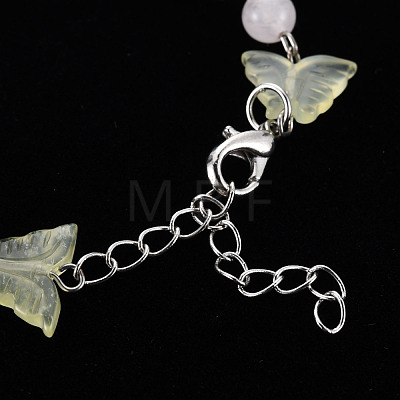 Butterfly Natural New Jade Beaded Bracelets for Girl Women BJEW-S145-002A-1