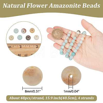  4 Strands Natural Flower Amazonite Beads Strands G-NB0005-09B-1