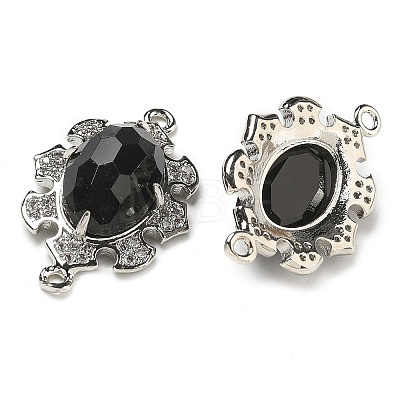 Natural Obsidian Faceted Oval Connector Charms G-G181-06P-06-1