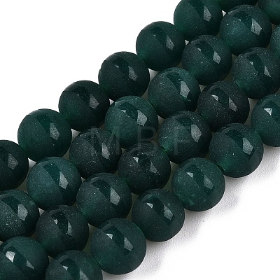 Frosted Natural White Jade Beads Strands G-T138-8mm-209I-1