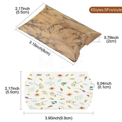 30Pcs 6 Styles Printed Paper Pillow Gift Boxes CON-FS0001-20-1