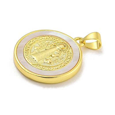Rack Plating Brass Pave Nature Shell Religion Pendants X-KK-C074-31G-01-1