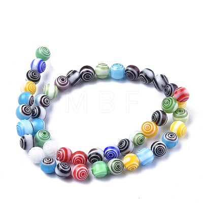 Handmade Millefiori Glass Round Beads Strands X-LK-R004-93-1