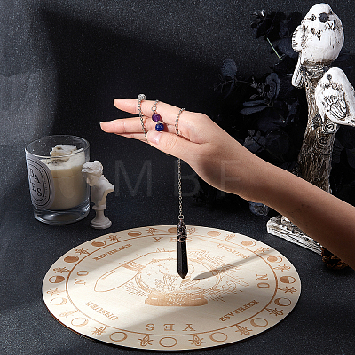 2Pcs Wooden Round Planchette DIY-GA0002-39A-1
