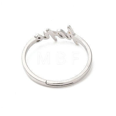 304 Stainless Steel Word Hope Adjustable Ring RJEW-L107-027P-1