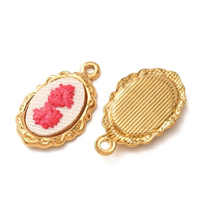 304 Stainless Steel & Cloth Embroidered Pendants FB-CBAFBAF-10G-01-1